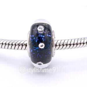 Authentic PANDORA Retired Midnight Blue Effervescence Glass Charm - 791627CZ